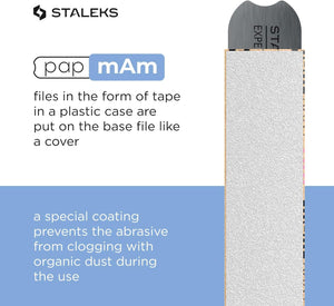Disposable white abrasive tape papmAm EXPERT 180 grit in a plastic case