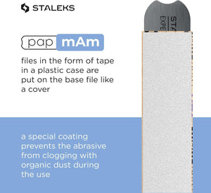 Disposable white abrasive tape papmAm EXPERT 240 grit in a plastic case