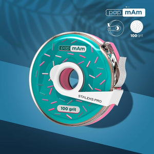 Disposable white abrasive tape papmAm EXPERT 100 grit in a plastic case